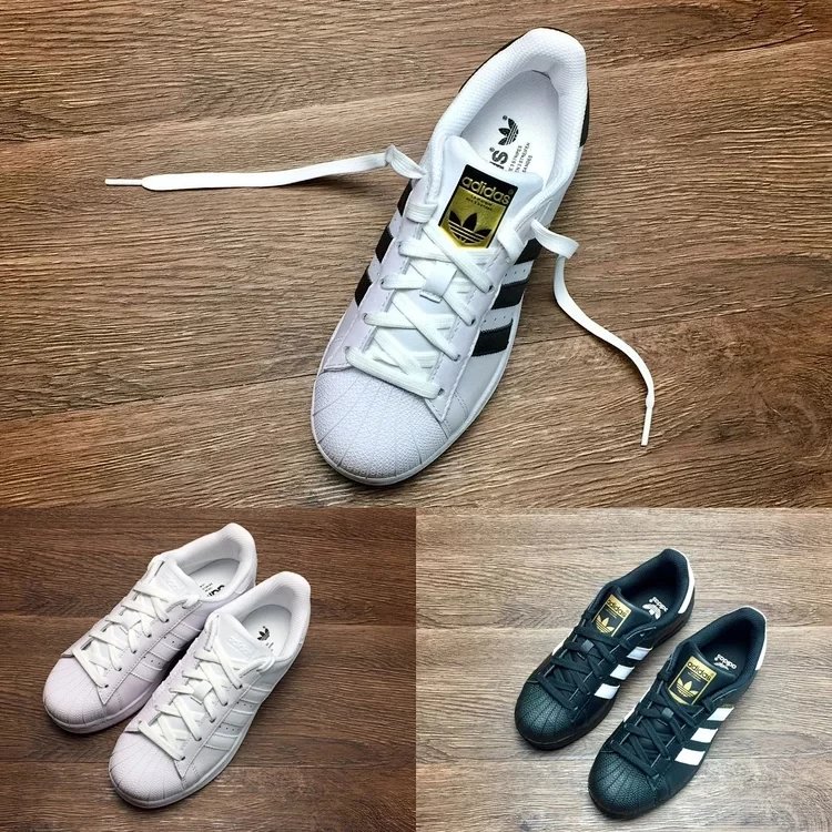 Adidas 三叶草 Superstar 经典款金标贝壳头板鞋男鞋女鞋黑尾休闲鞋运动鞋小白鞋  C77124