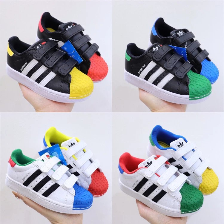Adidas children's board shoes, shell toe children's shoes, Lego building blocks, Lianmin new low top magic belt sports shoes, boys and girls' walking shoes