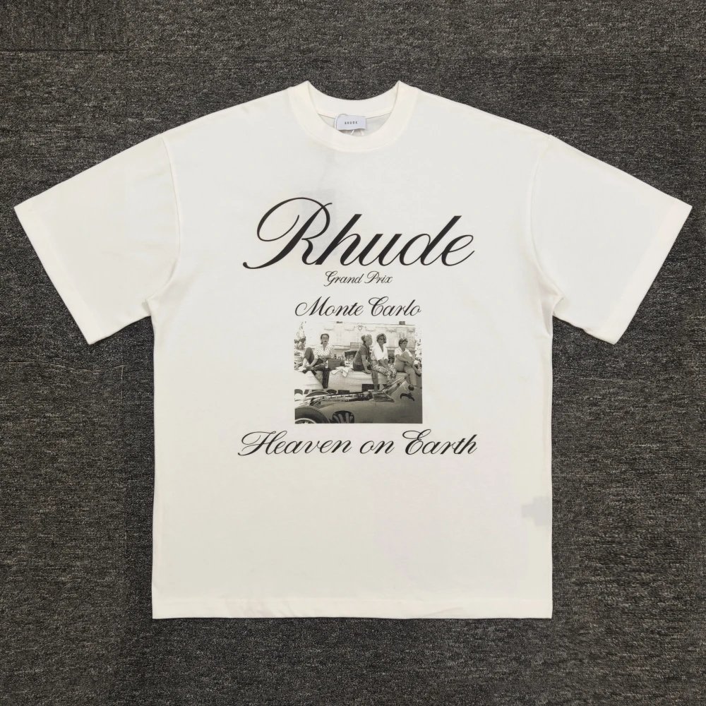 RHUDE Monte Carlo Vintage Graphic Washed Short Sleeve T-Shirt