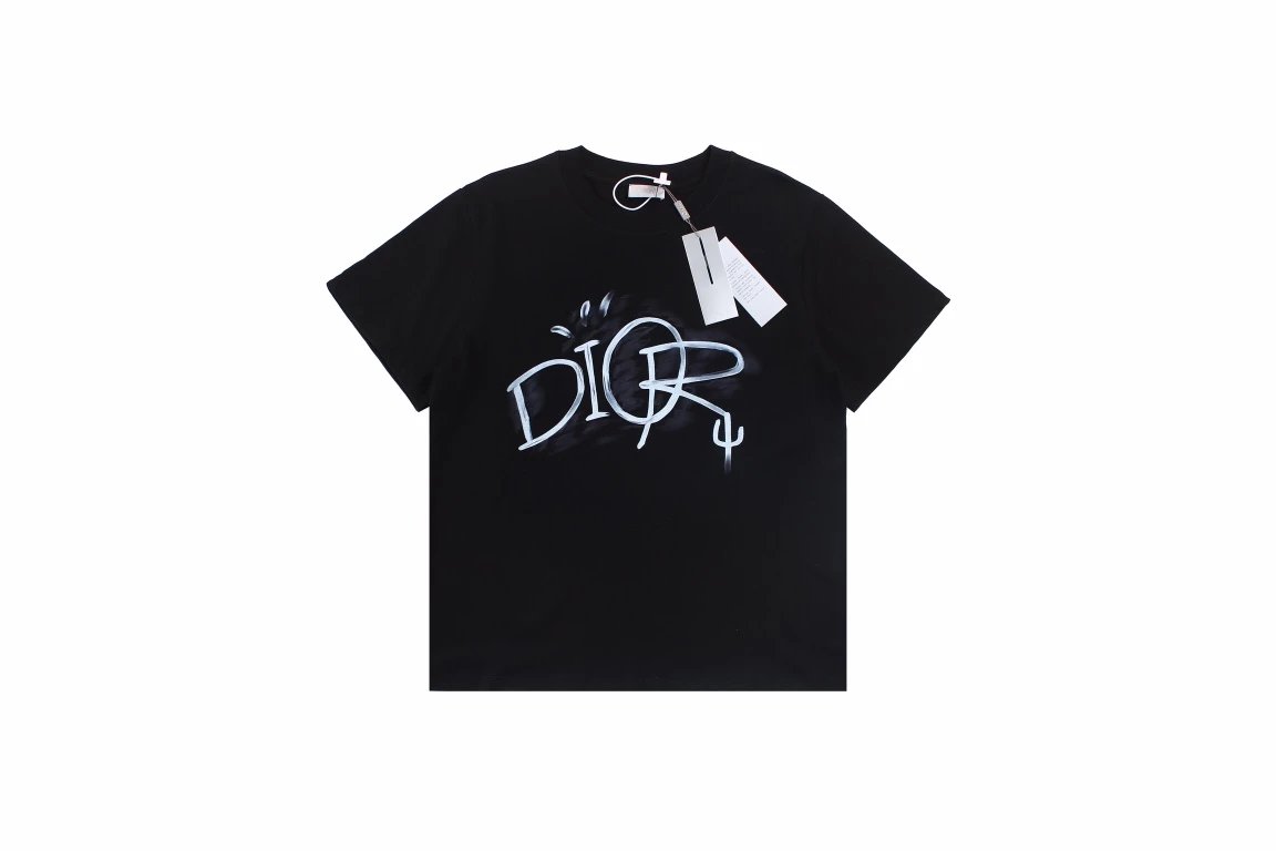D1OR Dior CD Hand-painted Graffiti Letter Logo Short Sleeve