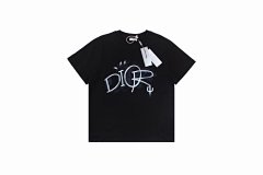 D1OR Dior CD Hand-painted Graffiti Letter Logo Short Sleeve