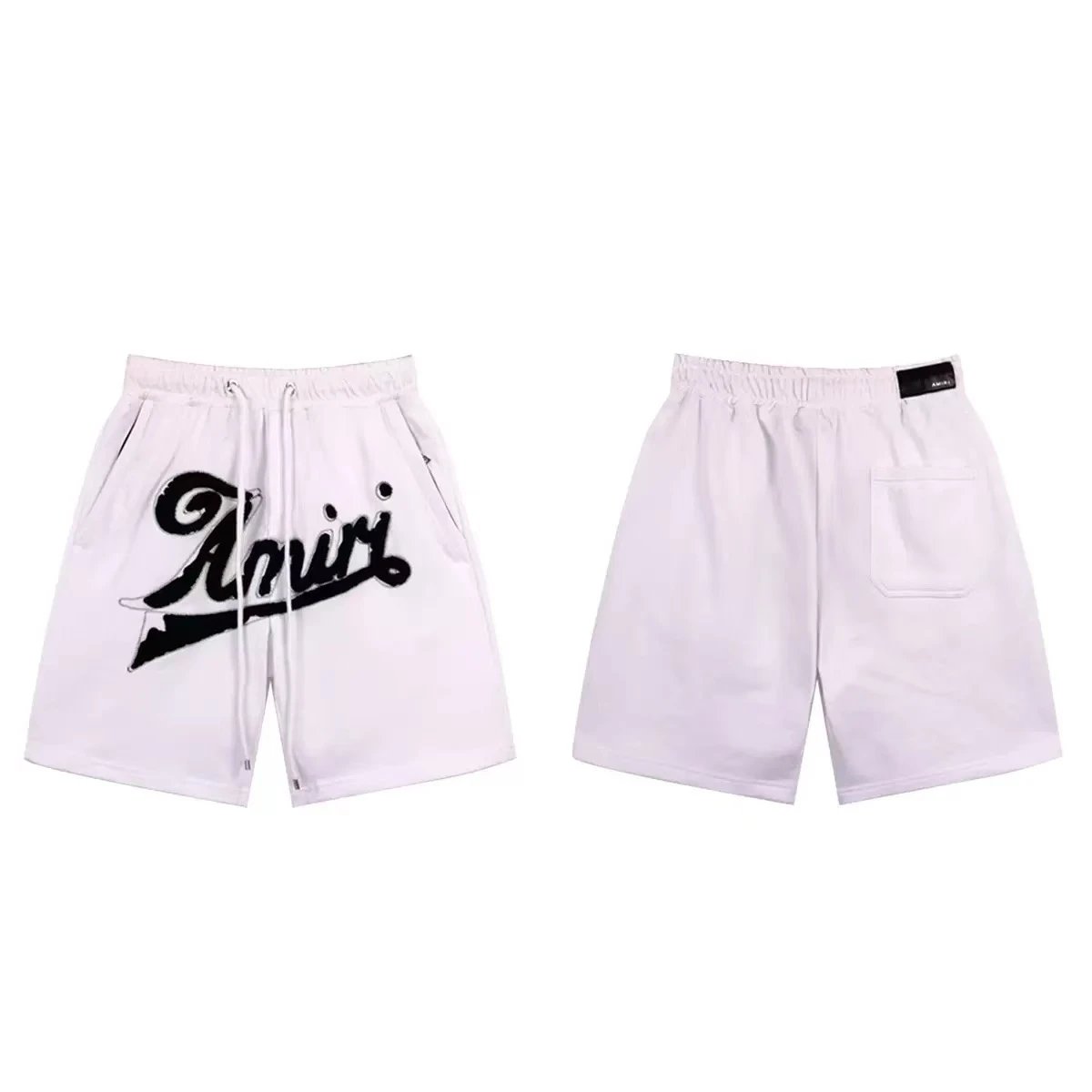 Amiri Script Logo Black Drawstring Shorts