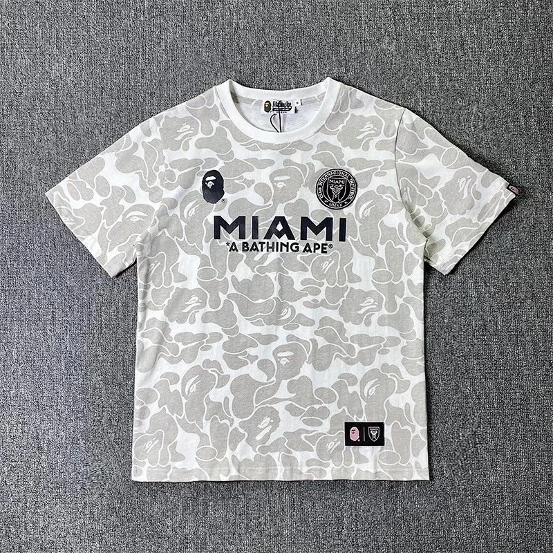 Camouflage Sports Short-Sleeve T-Shirt Miami International Collaboration Crew Neck Embroidered Trend