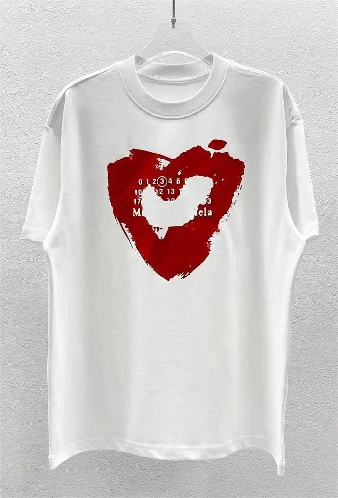 Mm6 White Heart Print T-Shirt