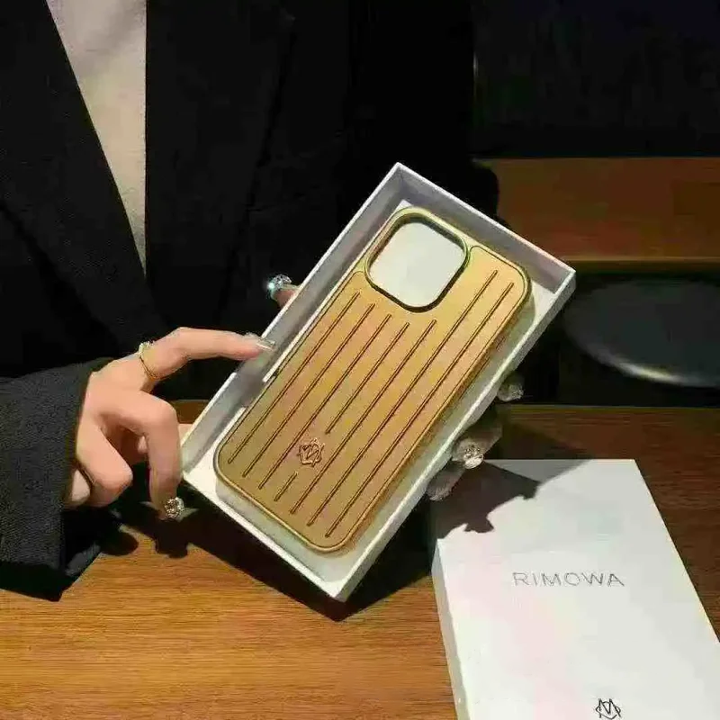 Rimowa Phone Case Gold Aluminum Striped Phone Case Phone Accessories