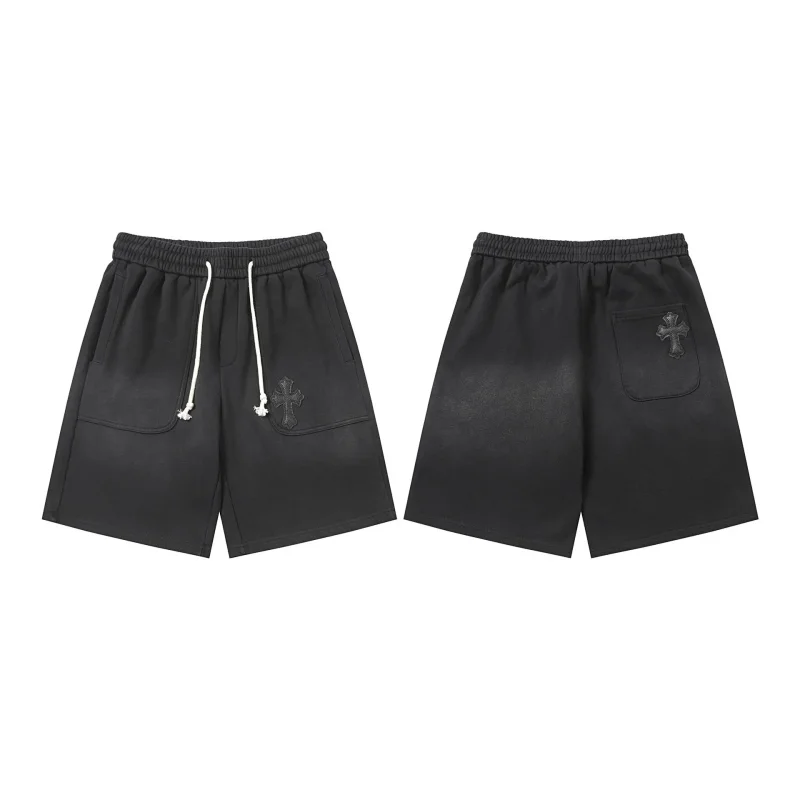 Black Cross Embroidered Drawst