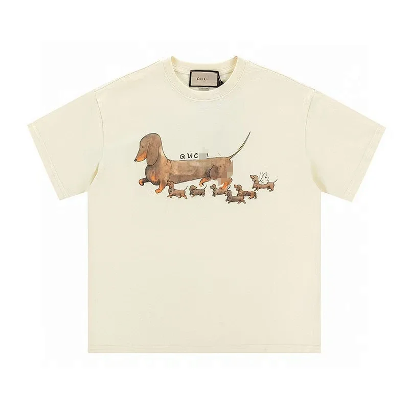 Gucci Watermelon Cat Print Cream Casual T-Shirt