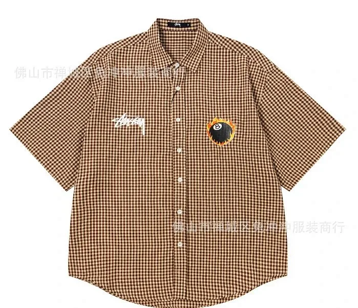 Stussy Short Sleeve Brown Gingham Button Up Shirt