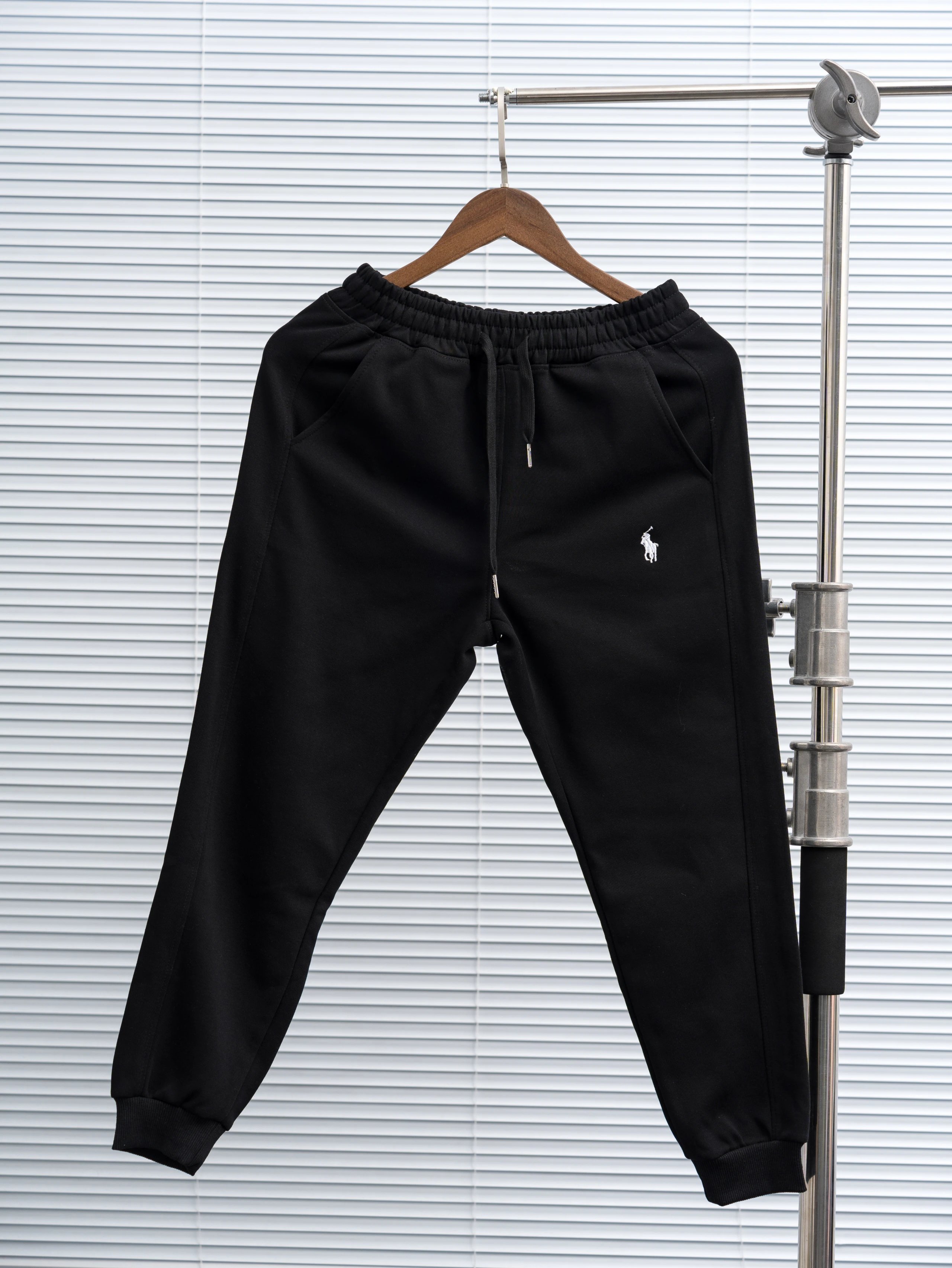 Black and white label pants