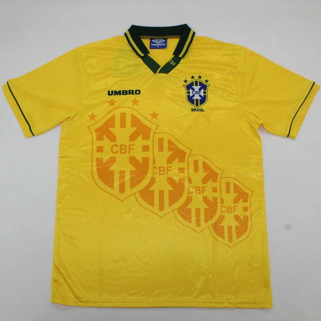 1994世界杯巴西国家队球衣 复古足球服 罗马里奥 邓加 Brazil主场黄