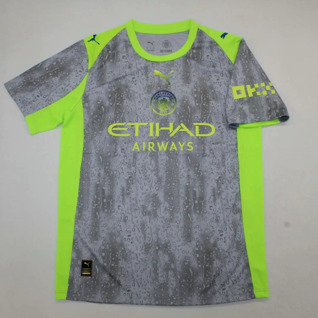 25-26 season manchester city jersey short-sleeved football uniform haaland de bruyne foden grealish premier league second guest gray