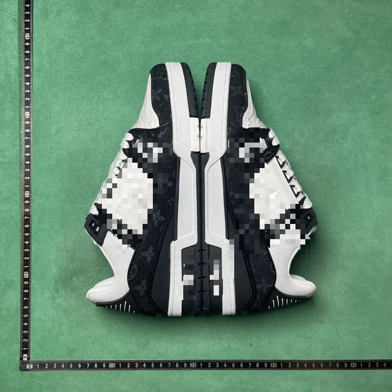Black and White Patterned Low-Top Sneakers
