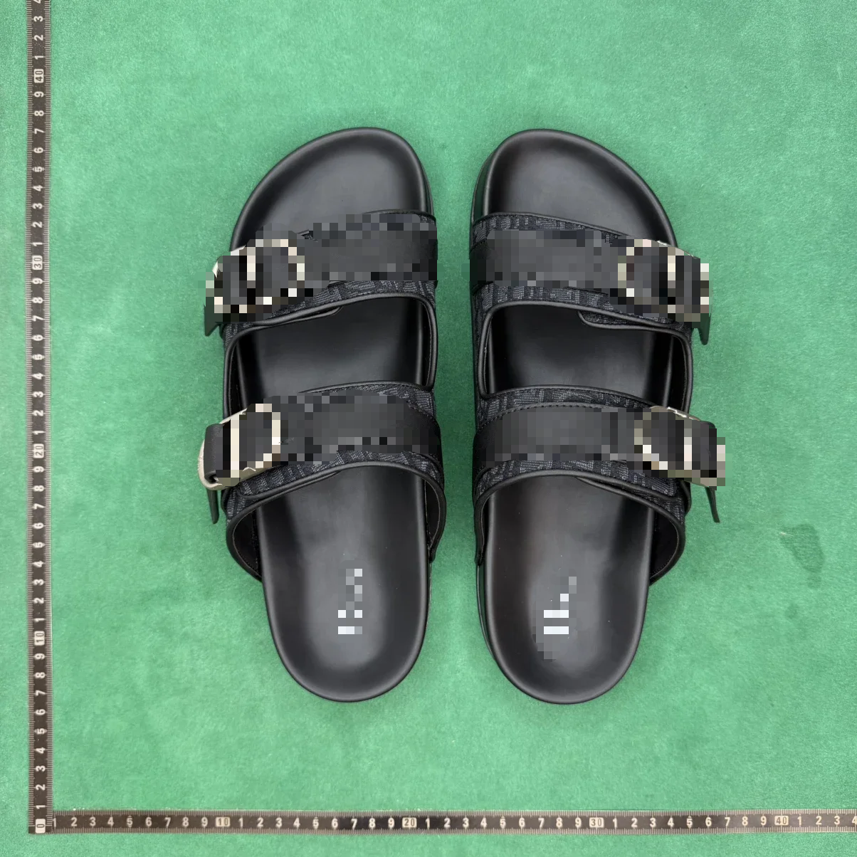 JACQUARD-PRINTED CALFSKIN SLIDE SANDALS TT5