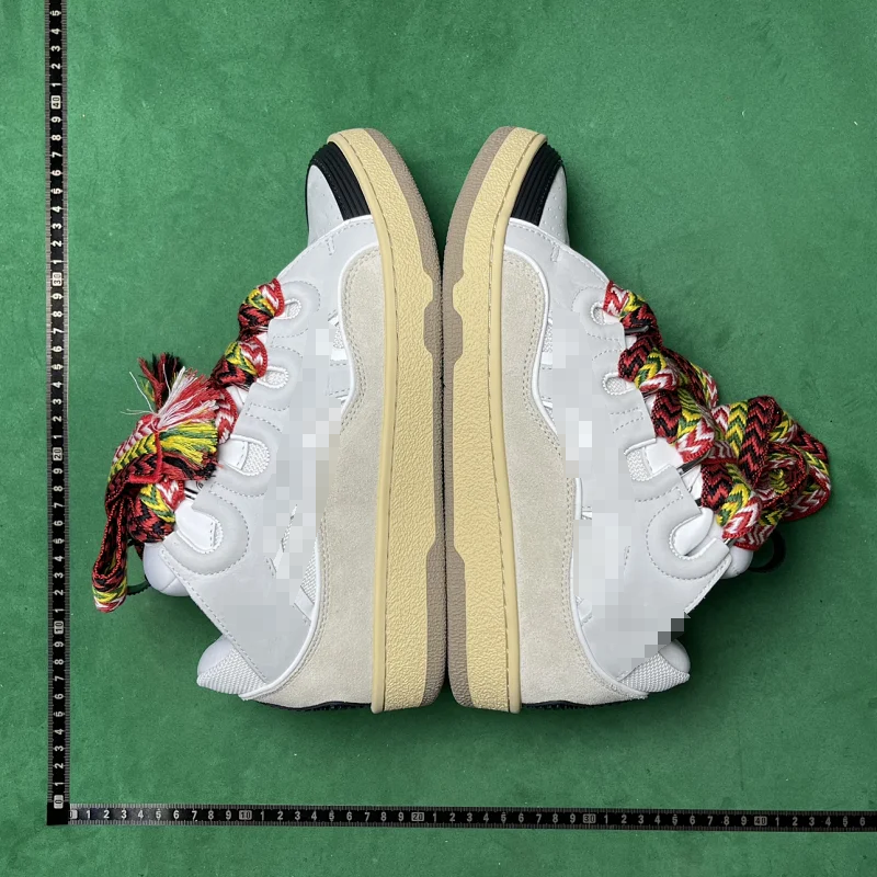 White Low Top Sneakers with Colorful Laces