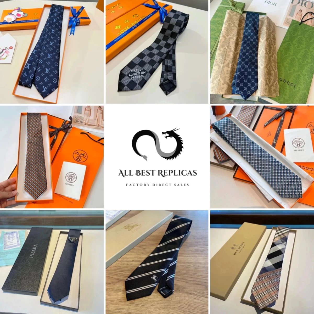 Luxury Brand Replica Silk Tie Blue Classic Necktie