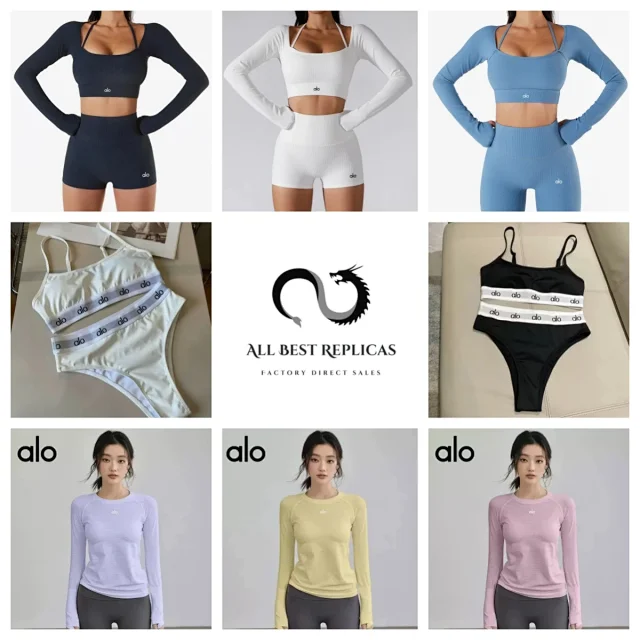 Alo Matching Sets Ribbed long-sleeve crop top with high-waisted shorts product detail image 1