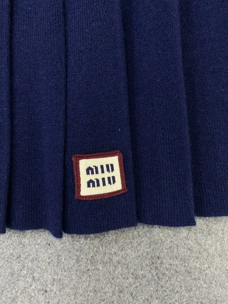 Miu Miu Pleated Knit Skirt Navy - 11