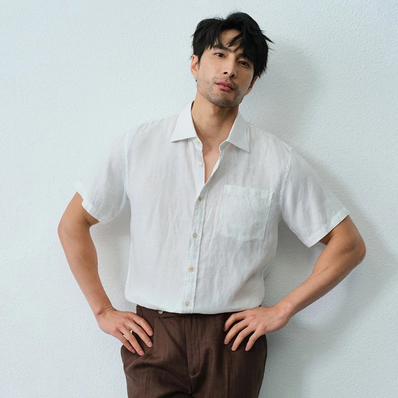 Italian Linen Blend Short Sleeve Shirt