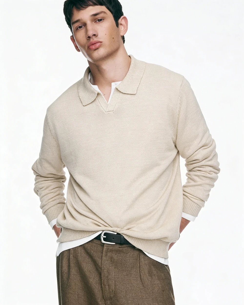 M*D Wool Seagull Collar Knit Sweater