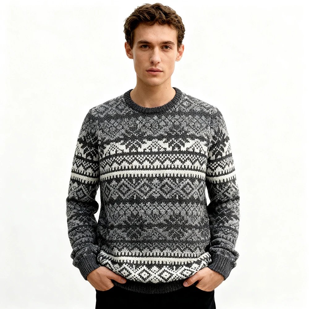J*A Snowflake Jacquard Wool Sweater