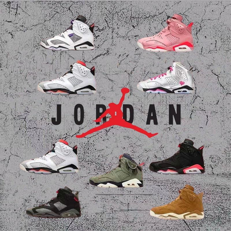 Air Jordan 6 Flint Black Purple Horsehair Black Red Men's High Basketball Shoe