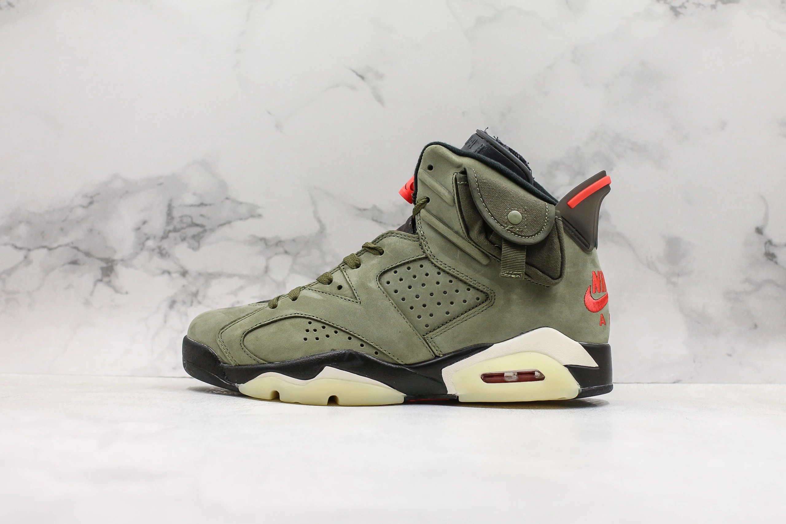 【 Special Promotion 】 Air Jordan 6 x TS Joint AJ6 Military Green Nightlight Ghost Face Men's and Women's Sports Basketball Shoes CN1084-200
