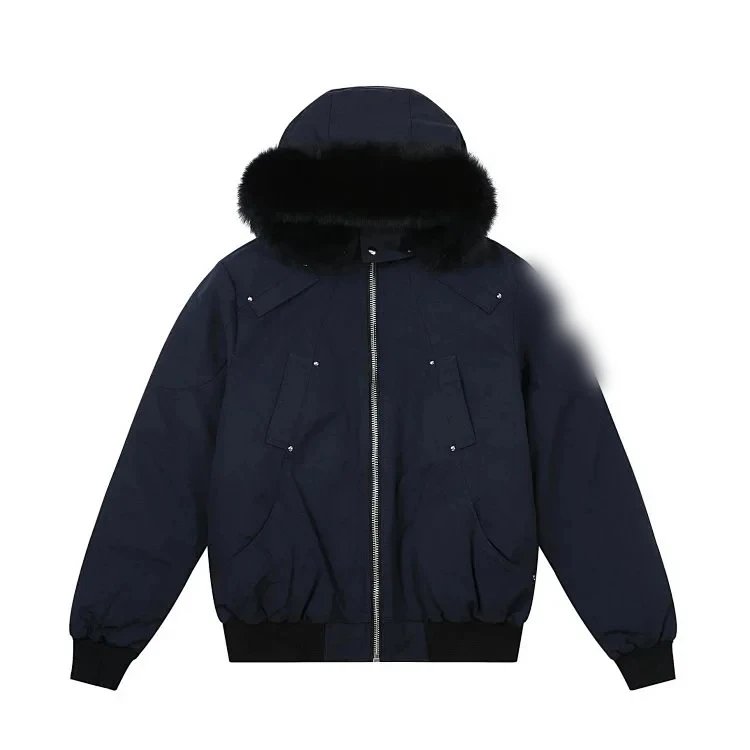 Navy blue black fur collar 02 style