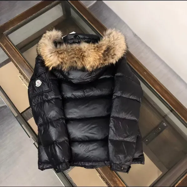 Moncler Maya Down Jacket Black with Raccoon Fur Hood - 28