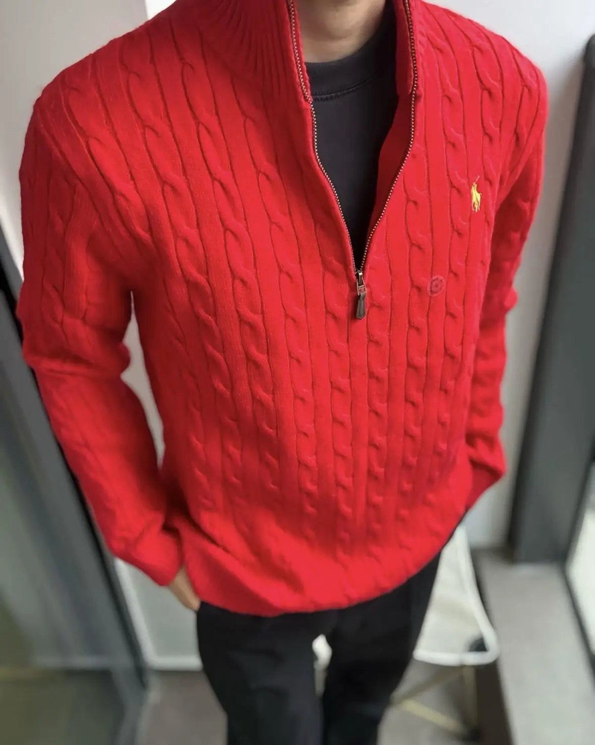 17 Red Half Zip