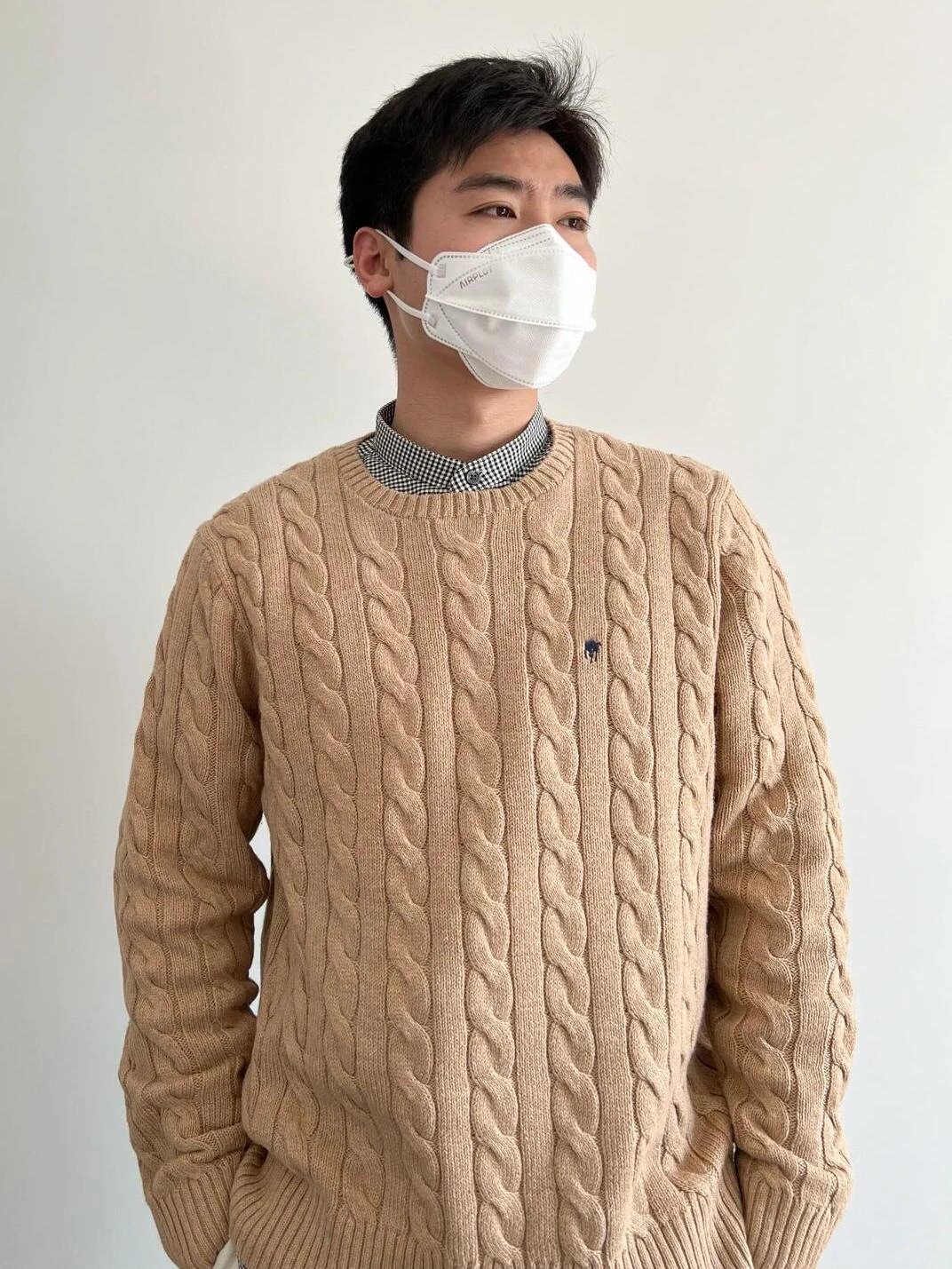 Camel colored round neck