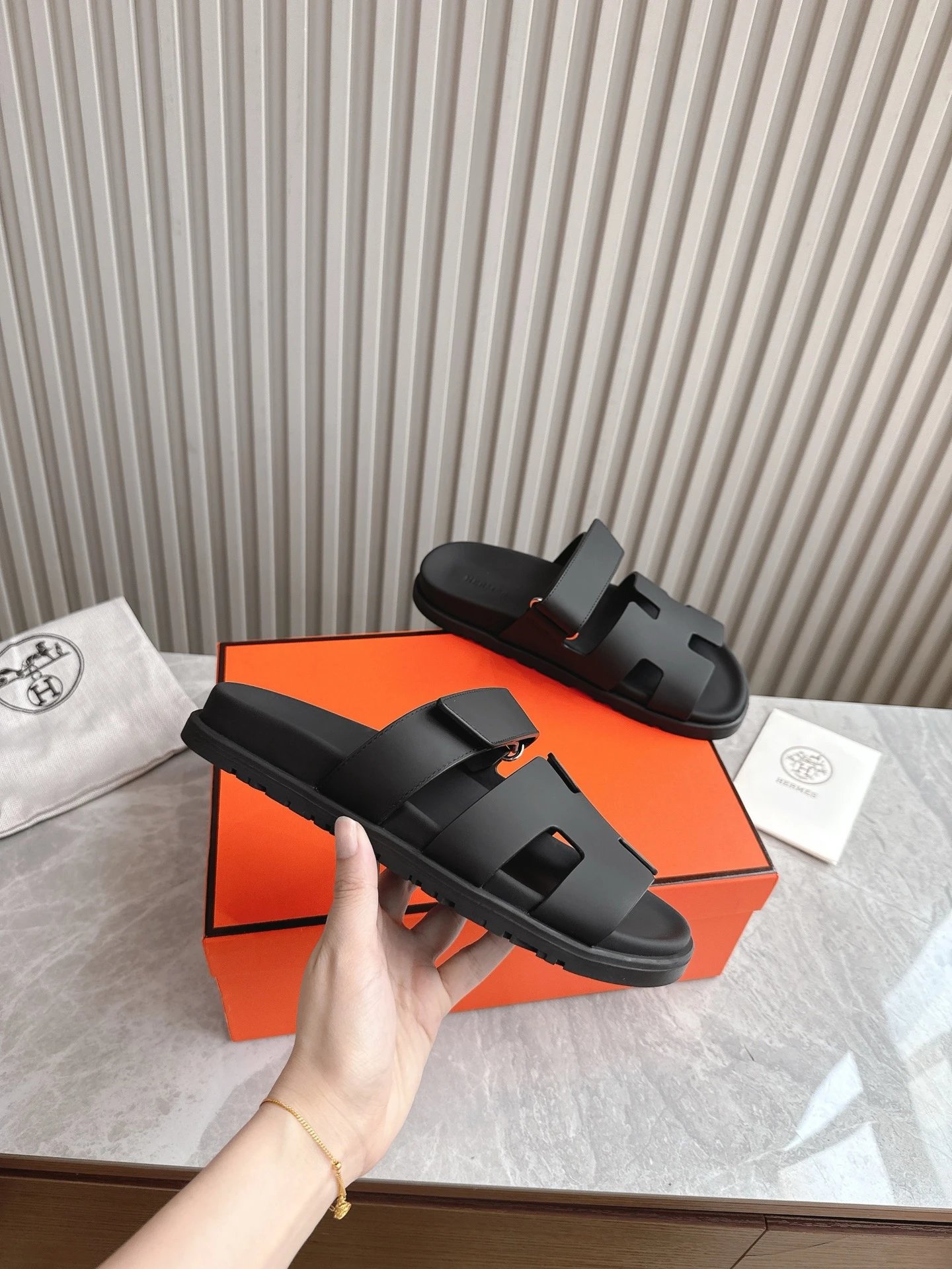 Hermès Chypre Leather Black