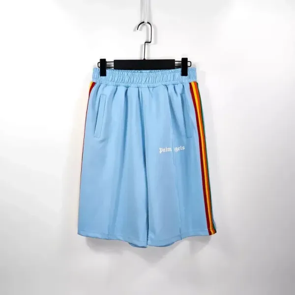 Palm Angels Rainbow Stripe Track Shorts Light Blue - 1