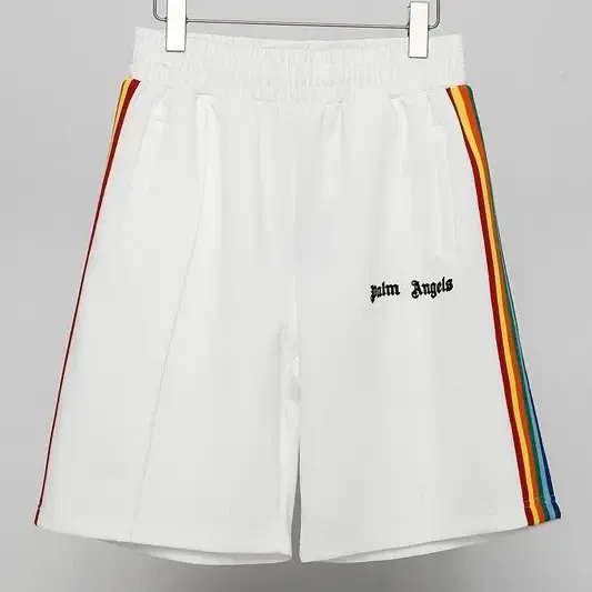 Palm Angels Rainbow Stripe Track Shorts White - 1