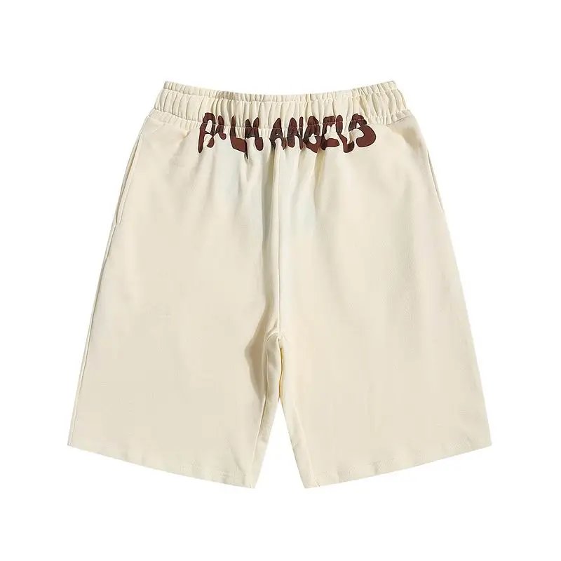 Palm Angels Logo Waistband Shorts Beige - 1