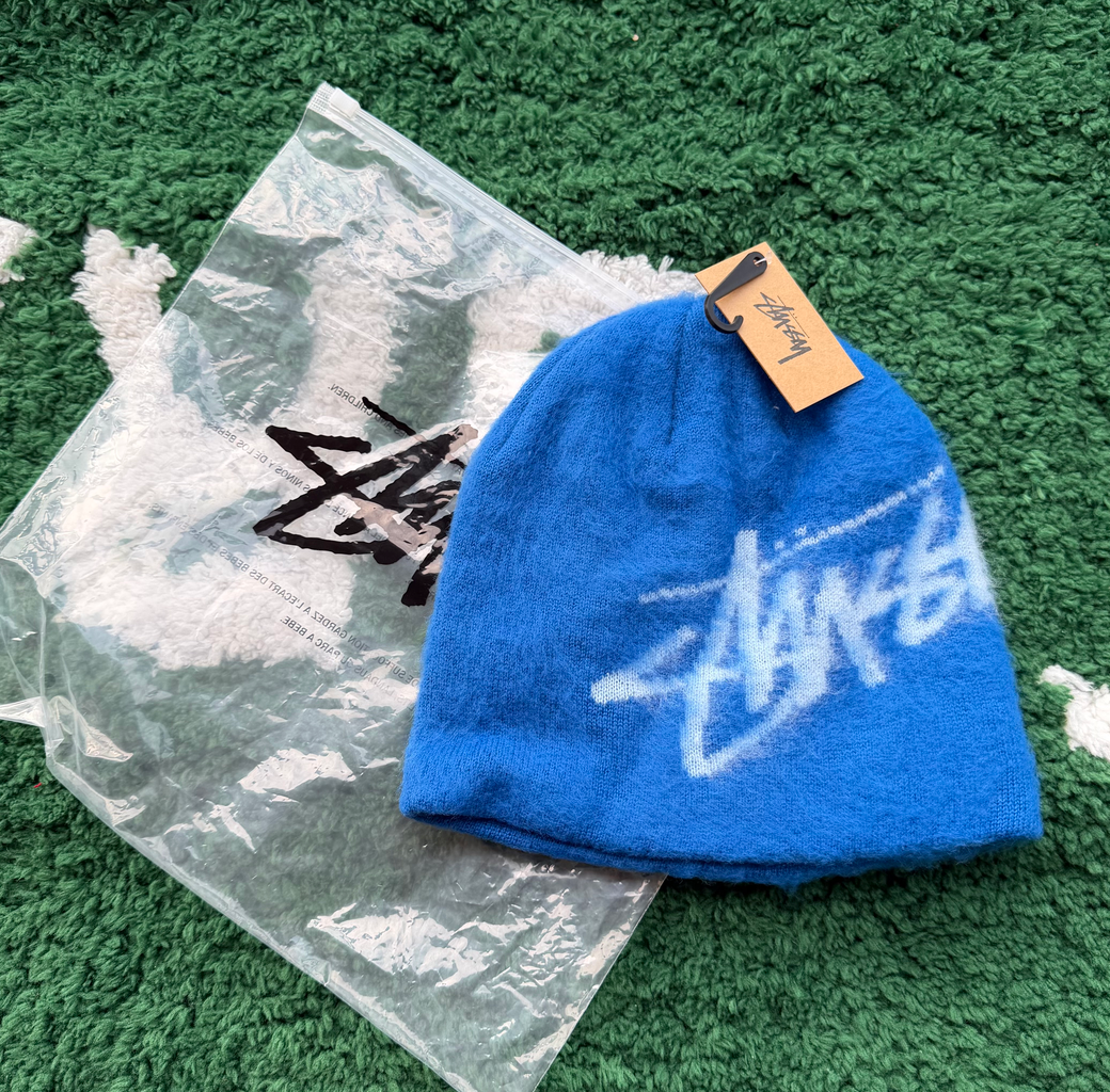 ST Fuzzy Knit Beanie Hat - Blue