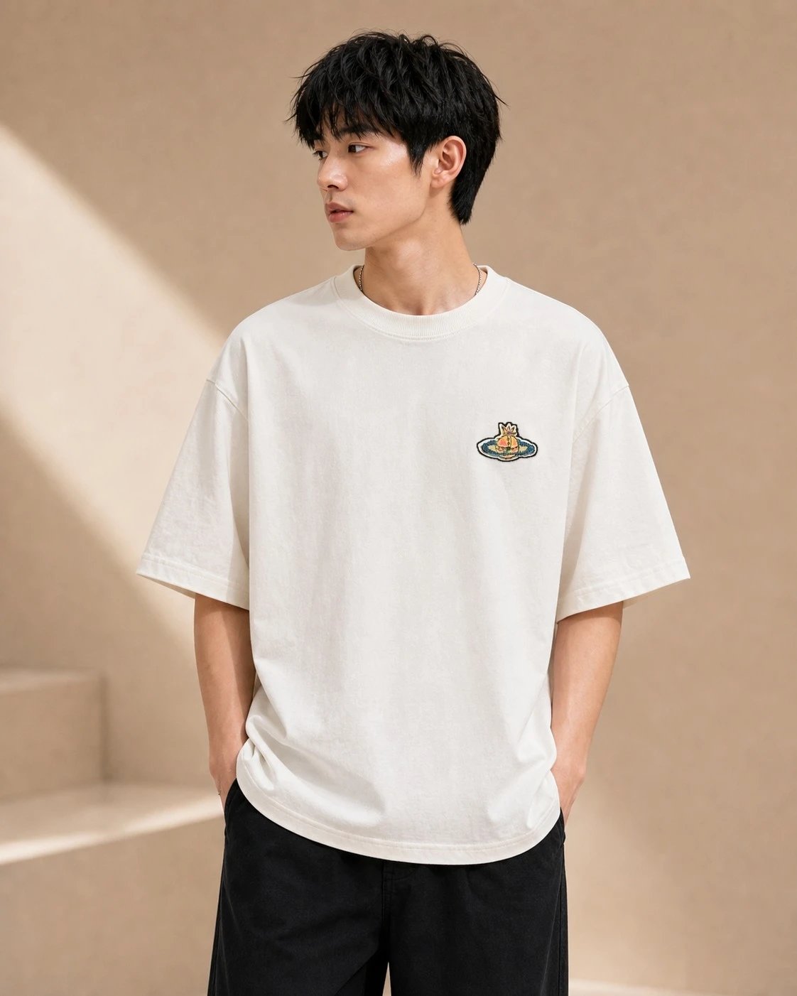 Saturn Logo Colorblock Crew Neck T-Shirt