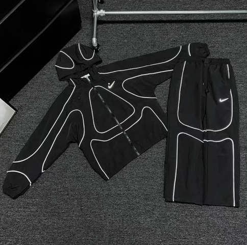 Men's and women's clothing set for spring and autumn 2025, new sportswear, casual wear, couple's outerwear, running sportswear 8132 25002 long set, thin S-3XL