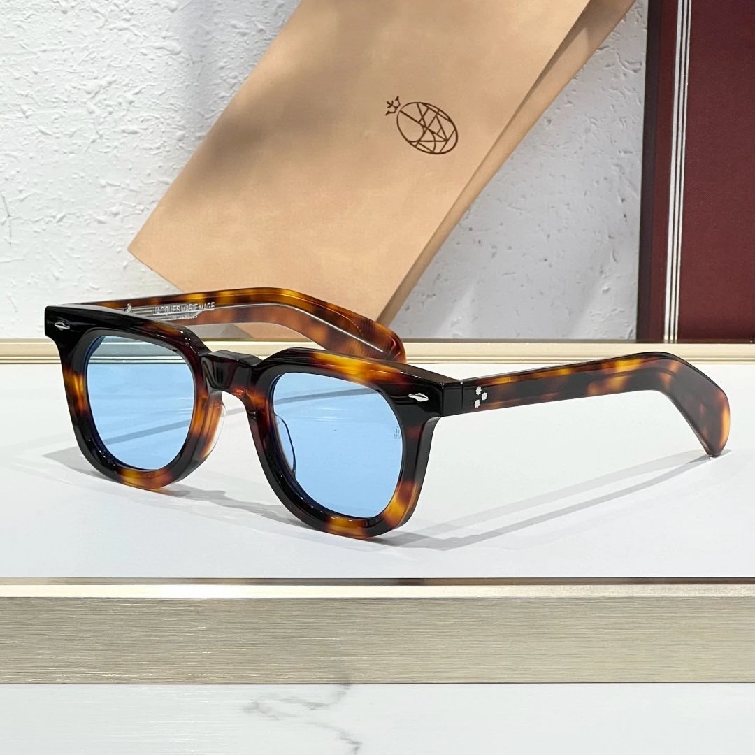 blue mirror with tortoiseshell frame