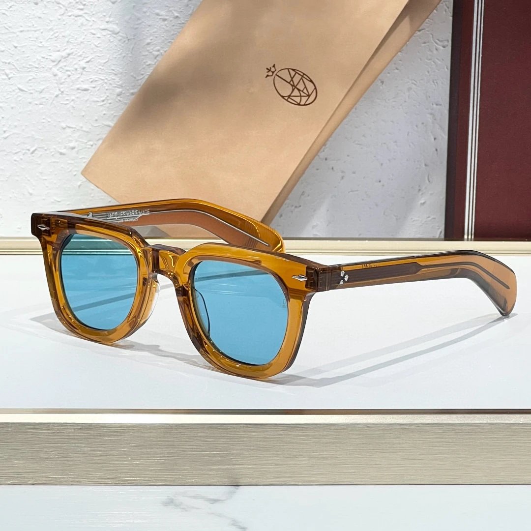 Caramel Color Translucent Framed Blue Mirror