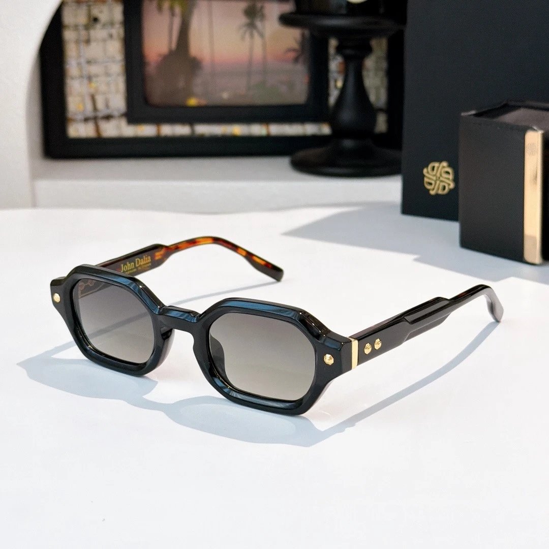 John Daila PROJECT Series P05 Acetate fiber sheet metal rivet decoration neutral polygon sunglasses gradient lenses UV resistant sunglasses