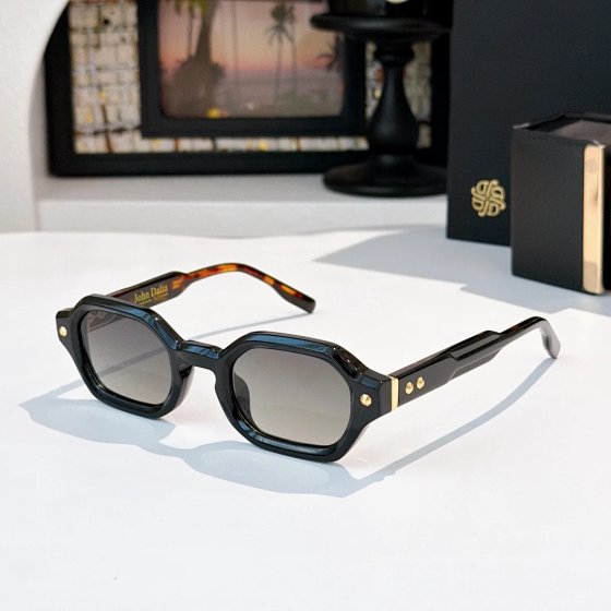 John Daila PROJECT Series P05 Acetate fiber sheet metal rivet decoration neutral polygon sunglasses gradient lenses UV resistant sunglasses