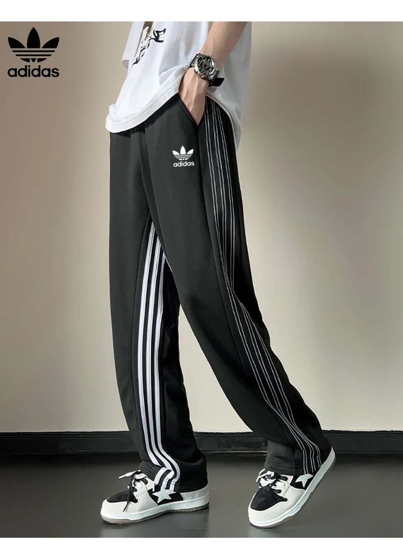 adidas Adidas Clover 2025 Spring Men's and Women's Retro Casual Straight Sweat Pants 4391 S-2XL