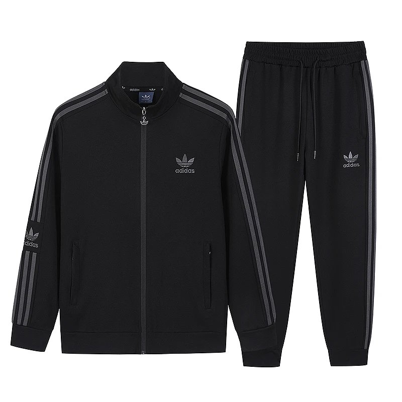 Adidas Originals Fleece Hooded Sweatshirt and Jogger Set Two-Piece 2025 Fall/Winter Relaxed Fit Casual Track Suit with Embroidered Logo L-5XL 2469