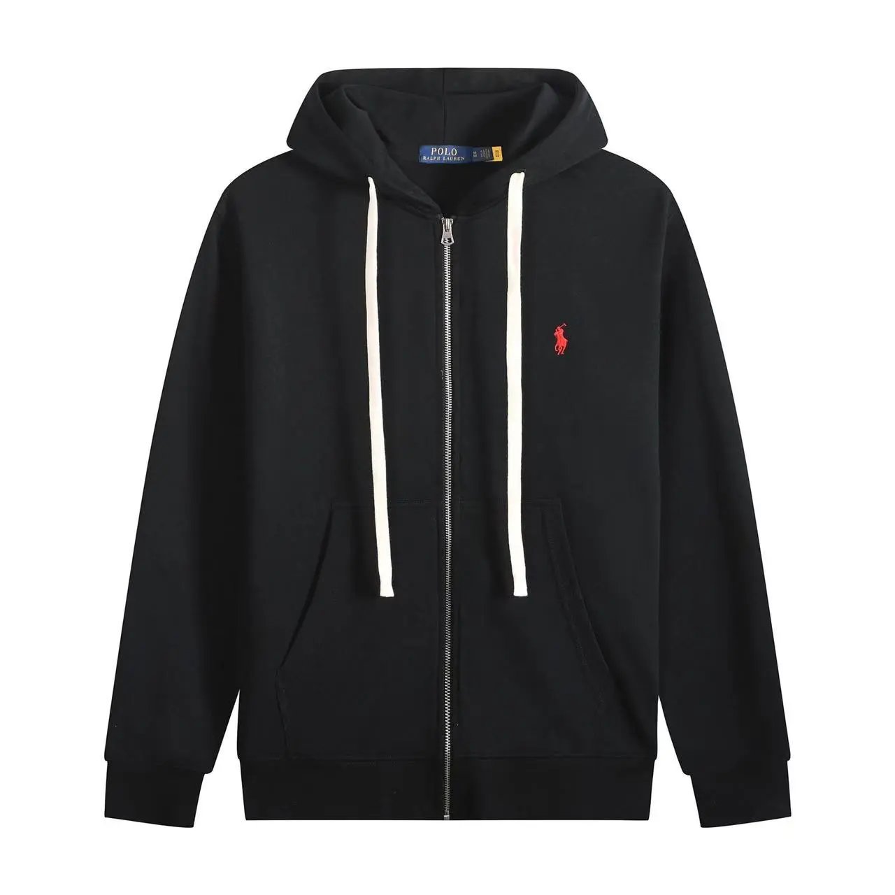 White Cord Zipper Black Red Label