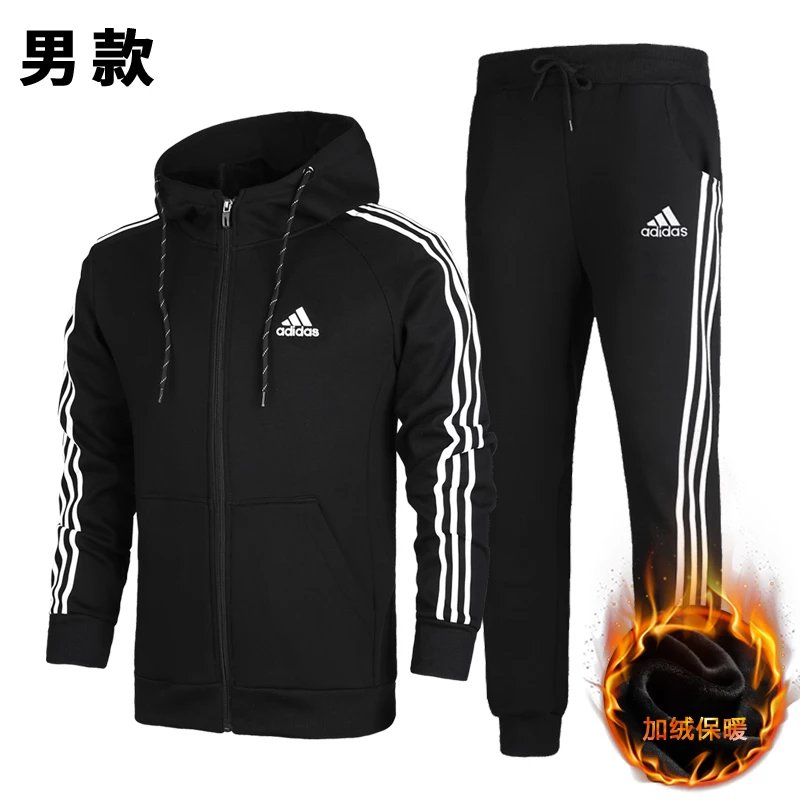 Adidas Sport Set 2018 Fall Winter Couple Fleece Hoodie Sweatpants