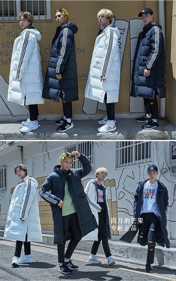 ADIDAS三叶草 3STR 秋冬新款黑白男女长款服服  7920棉 S3XL 7