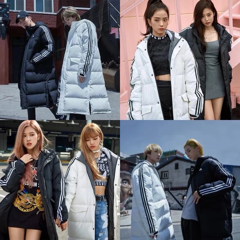 ADIDAS三叶草 3STR 秋冬新款黑白男女长款服服  7920棉 S3XL 8