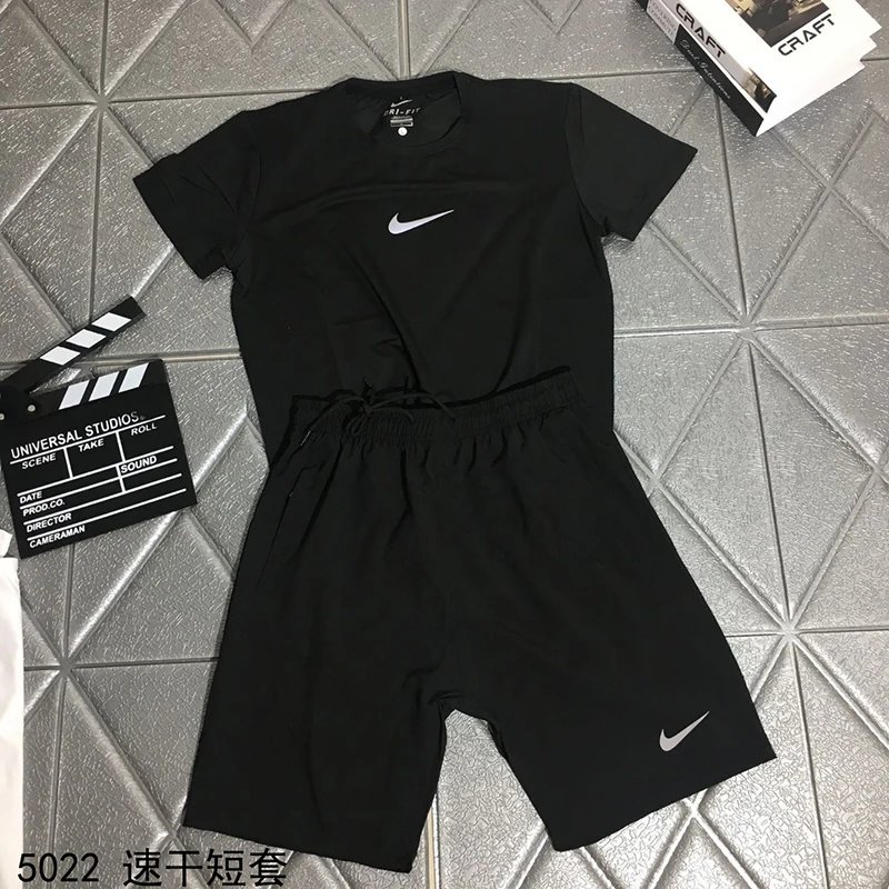 Nike耐克运动休闲套装男夏速干反光短袖T恤跑步短裤两件套5022 L5XL 2