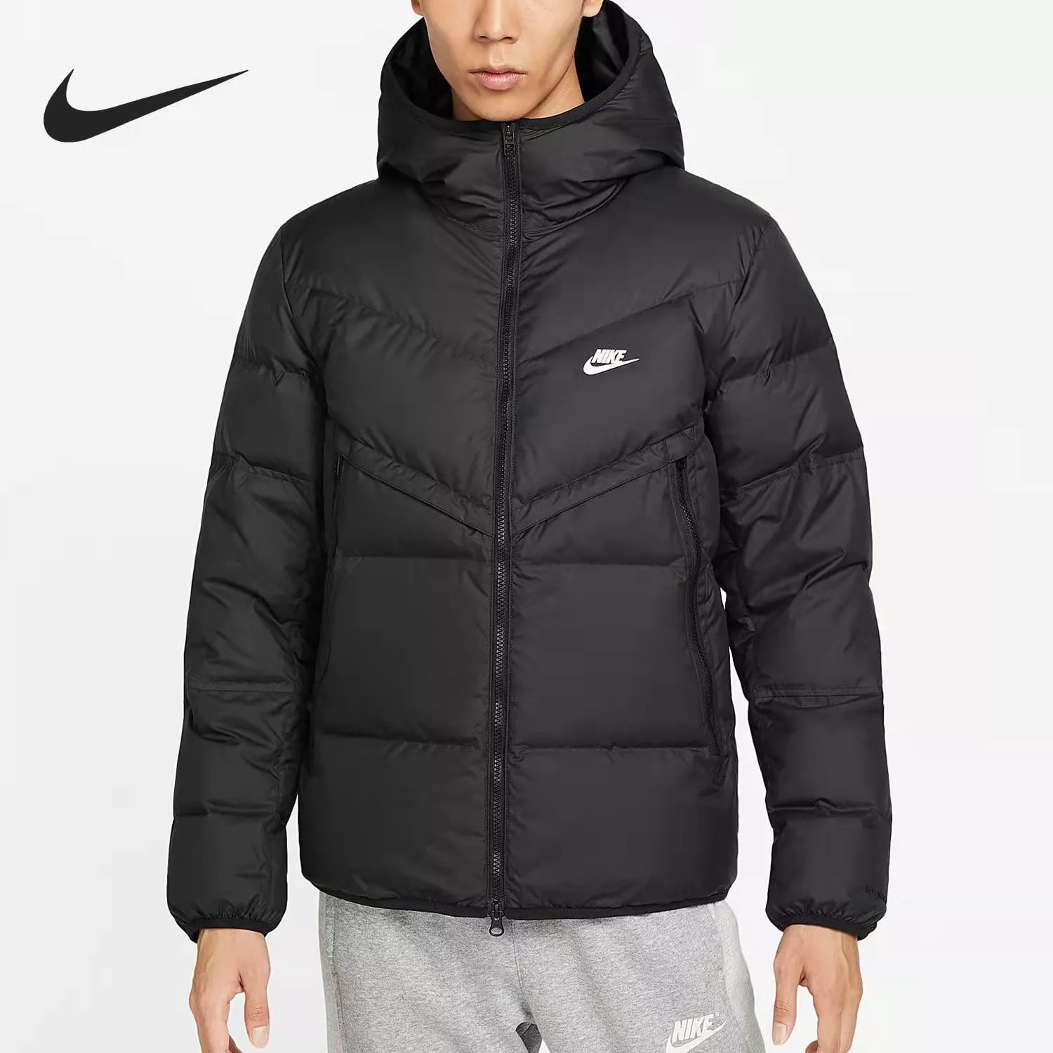 Nike cotton jacket, cotton clothing for men and women, new winter/winter 2025 cotton jacket, casual warm and windproof hooded cotton jacket, sports jacket, TB-1297 cotton S-2XL