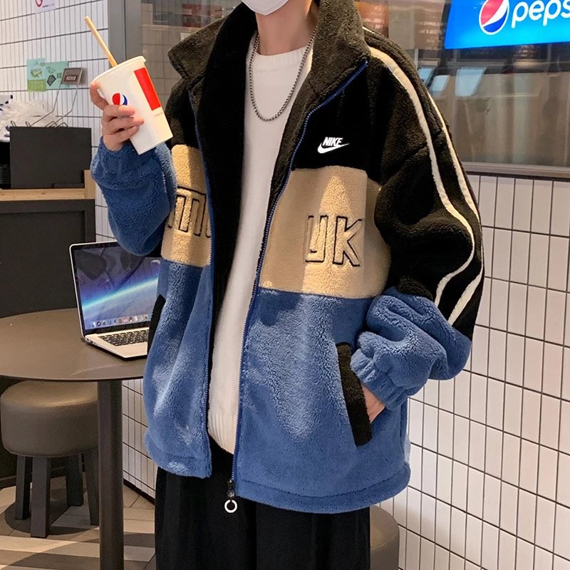 耐克情侣外套2023冬季羊羔绒休闲毛绒夹克保暖外套男女  5007   L3XL